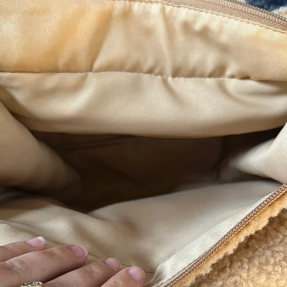 NWOT J. Crew Tan Sherpa small tote Bag with Plush Texture - Picture 3 of 4